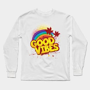 'Rainbow Good Vibes 70s Retro' Awesome 70s Vintage Long Sleeve T-Shirt